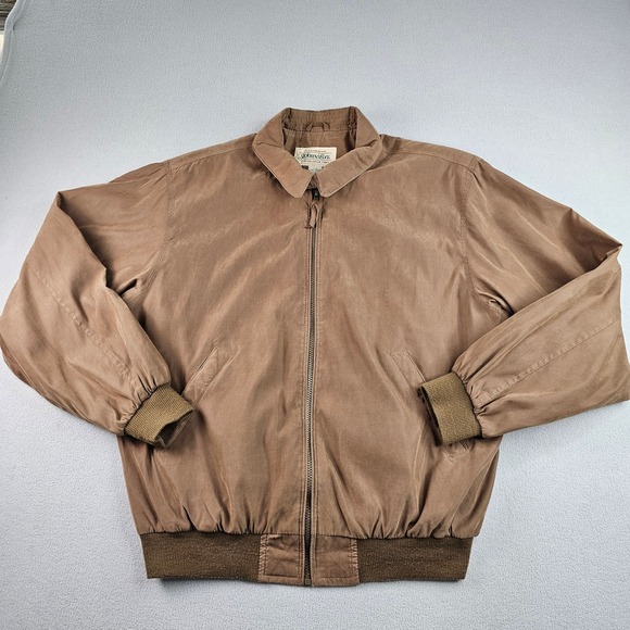 St John’S Bay Other - St John's Bay Bomber Jacket Men Large Brown Full Zip Lined Classic Ribbed Cuffs